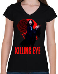 printfashion killing eve - Női V-nyakú póló - Fekete (2572485)