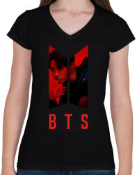 printfashion bts-jhope - Női V-nyakú póló - Fekete (6201597)