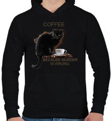 printfashion Coffee because murder is wrong - Férfi kapucnis pulóver - Fekete (14214359)