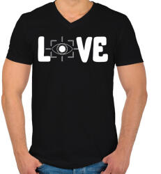 printfashion Love szemvizsgálat - Férfi V-nyakú póló - Fekete (12651155)