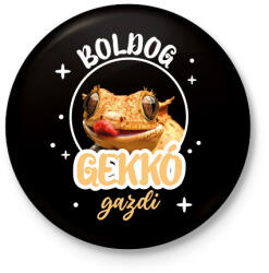 printfashion Boldog gekkó gazdi - Kitűző, hűtőmágnes - Fekete (10784051)