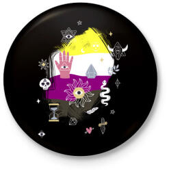 printfashion Mágikus nembináris - Kitűző, hűtőmágnes - Fekete (5219496)