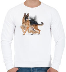 printfashion Németjuhász - Férfi pulóver - Fehér (1536641)