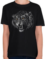 printfashion Tigris portré - Gyerek póló - Fekete (4846017)