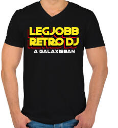 printfashion LEGJOBB RETRO DJ A GALAXISBAN - Férfi V-nyakú póló - Fekete (11572706)