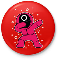 printfashion Squid Game Dab kör fehér - Kitűző, hűtőmágnes - Piros (5726095)