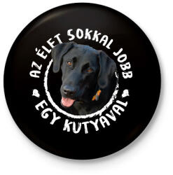 printfashion Az élet jobb - Fekete labrador - Kitűző, hűtőmágnes - Fekete (10859246)