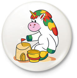 printfashion Homokozó unikornis - Kitűző, hűtőmágnes - Fehér (13279155)