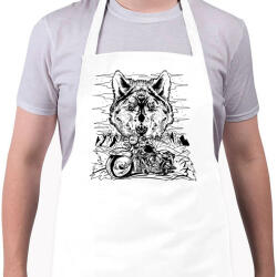 printfashion Chopper és farkas born to be wild - Kötény - Fehér (5642719)