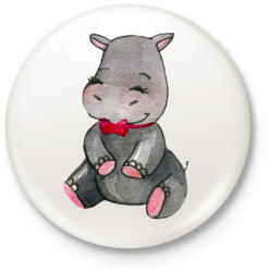 printfashion Cute Hippo - Kitűző, hűtőmágnes - Fehér (3080614)