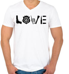 printfashion Love Police - Férfi V-nyakú póló - Fehér (2661518)