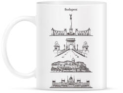 printfashion Budapest épületek - Bögre - Fehér (7353903)