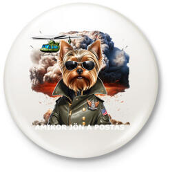 printfashion amikor jön a postás - YORKIE - Kitűző, hűtőmágnes - Fehér (15216517)