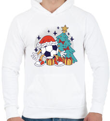 printfashion Karácsonyi foci - Férfi kapucnis pulóver - Fehér (14621137)