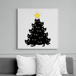 printfashion Cica karácsonyfa - Vászonkép - Fehér (16150605)