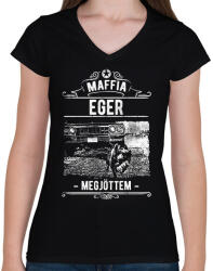 printfashion Maffia Eger - Női V-nyakú póló - Fekete (1003741)