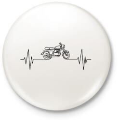 printfashion Motorozás ekg póló - Kitűző, hűtőmágnes - Fehér (9394272)