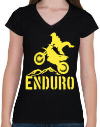 printfashion Enduro - Női V-nyakú póló - Fekete (4252117)
