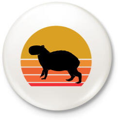 printfashion Retro Capybara - Kitűző, hűtőmágnes - Fehér (13595207)