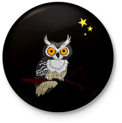 printfashion bagoly - Kitűző, hűtőmágnes - Fekete (6033857)