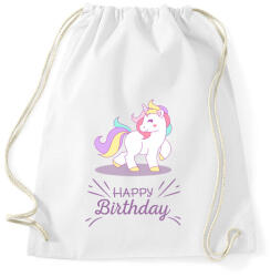printfashion Szülinapos egyszarvú - Sportzsák, Tornazsák - Fehér (320041)