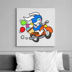 printfashion Motoros Nyuszi - Vászonkép - Fehér (6631000)
