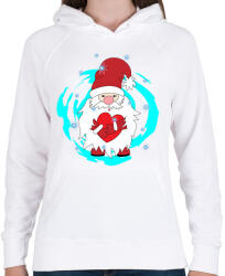 printfashion Mikulás szívvel hóesésben - Női kapucnis pulóver - Fehér (11013479)