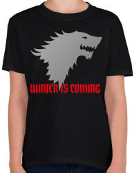 printfashion Trónok Harca - winter is coming - Gyerek póló - Fekete (11527808)