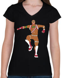 printfashion Kalácsember Skin - Női V-nyakú póló - Fekete (1956185)