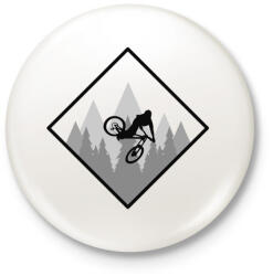 printfashion Biker Mountain - Kitűző, hűtőmágnes - Fehér (3080918)