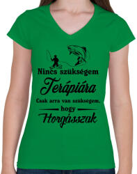 printfashion Nincs szükségem. . - Női V-nyakú póló - Zöld (2455999)