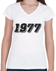 printfashion 1977 - Női V-nyakú póló - Fehér (6178476)
