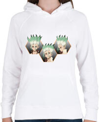 printfashion Senku Ishigami - Női kapucnis pulóver - Fehér (14861643)