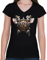 printfashion Ork címer - Női V-nyakú póló - Fekete (1776481)
