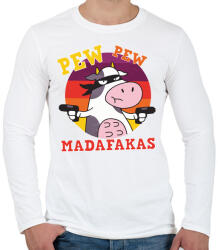 printfashion Tehén - pew pew madafakas - Férfi hosszú ujjú póló - Fehér (4355240)