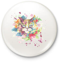 printfashion Cica vízfesték - Kitűző, hűtőmágnes - Fehér (3080337)
