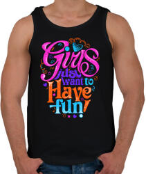 printfashion A lányok csak szórakozni akarnak - Férfi atléta - Fekete (1026108)