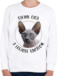 printfashion Szfinx cica - Legjobb barát - Gyerek pulóver - Fehér (7170367)
