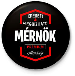 printfashion Mérnök prémium minőség - Kitűző, hűtőmágnes - Fekete (3097097)