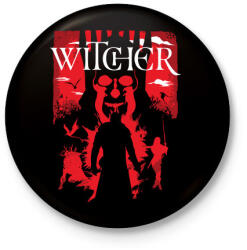 printfashion Witcher - Kitűző, hűtőmágnes - Fekete (3100300)