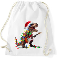 printfashion Karácsonyi rocker tirex gitárral - karácsonyi dinoszaurusz - Sportzsák, Tornazsák - Fehér (15226093)