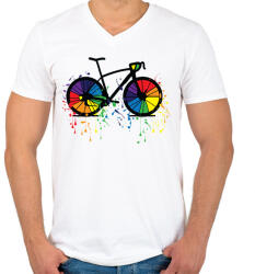 printfashion Színes bicikli - Férfi V-nyakú póló - Fehér (522253)