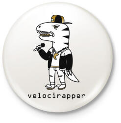 printfashion Dínó veloci - rapper_ - Kitűző, hűtőmágnes - Fehér (4132328)