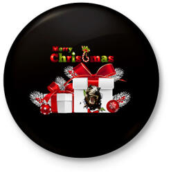 printfashion T-Rex Karácsonyra - Kitűző, hűtőmágnes - Fekete (5764685)