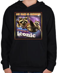 printfashion My pain is chronic - Gyerek kapucnis pulóver - Fekete (14254522)