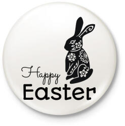 printfashion Happy Easter - Mintás nyúl - Kitűző, hűtőmágnes - Fehér (6335936)
