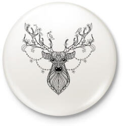 printfashion Szarvas - Kitűző, hűtőmágnes - Fehér (3090287)