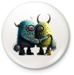 printfashion Vicces Szörnyecskés - cuki, csúnya, szerelmes minta - Kitűző, hűtőmágnes - Fehér (11869324)