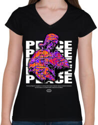 printfashion Streetwear peace - Női V-nyakú póló - Fekete (14432564)
