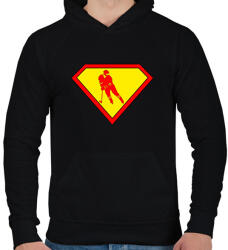printfashion Super Jégkorongos - Férfi kapucnis pulóver - Fekete (11715634)